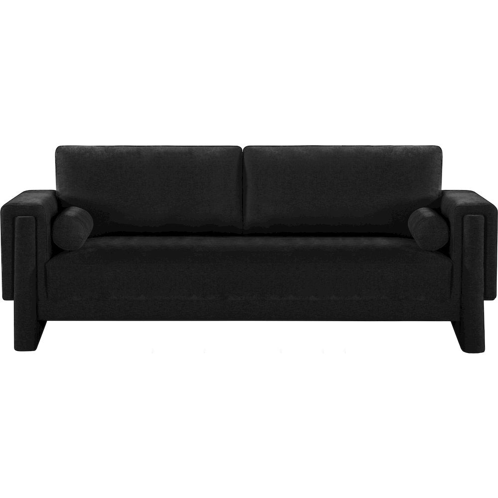 Madeline Black Chenille Fabric Sofa