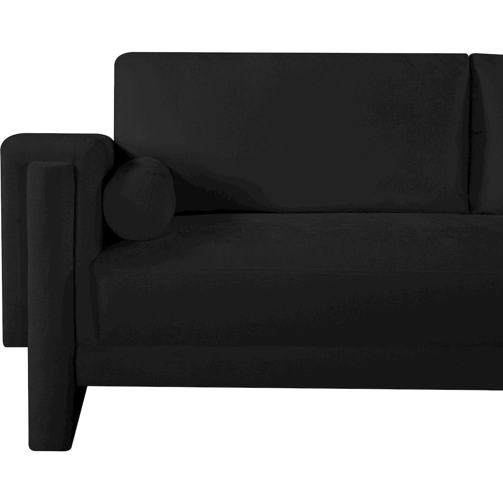Madeline Black Chenille Fabric Sofa
