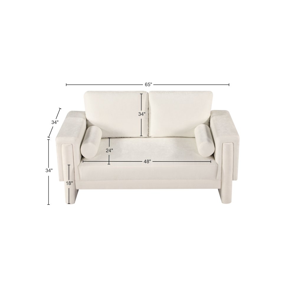 Madeline Cream Chenille Fabric Loveseat