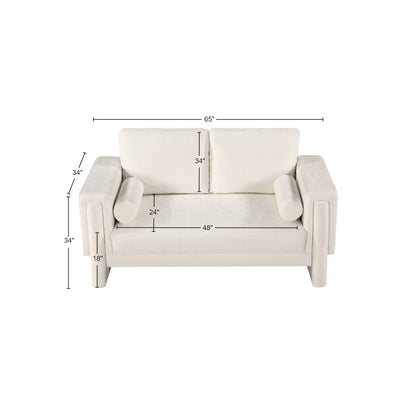 Madeline Cream Chenille Fabric Loveseat