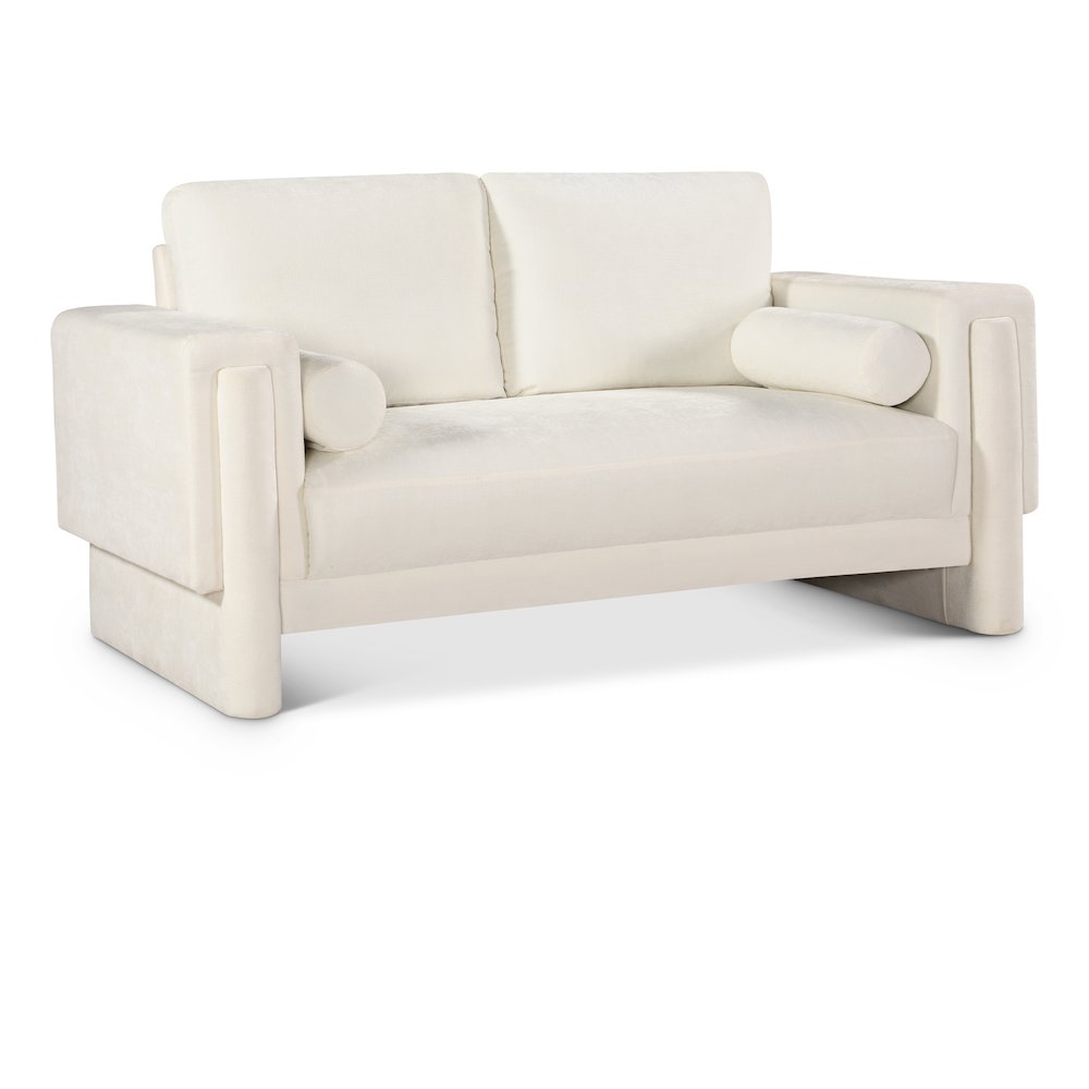 Madeline Cream Chenille Fabric Loveseat