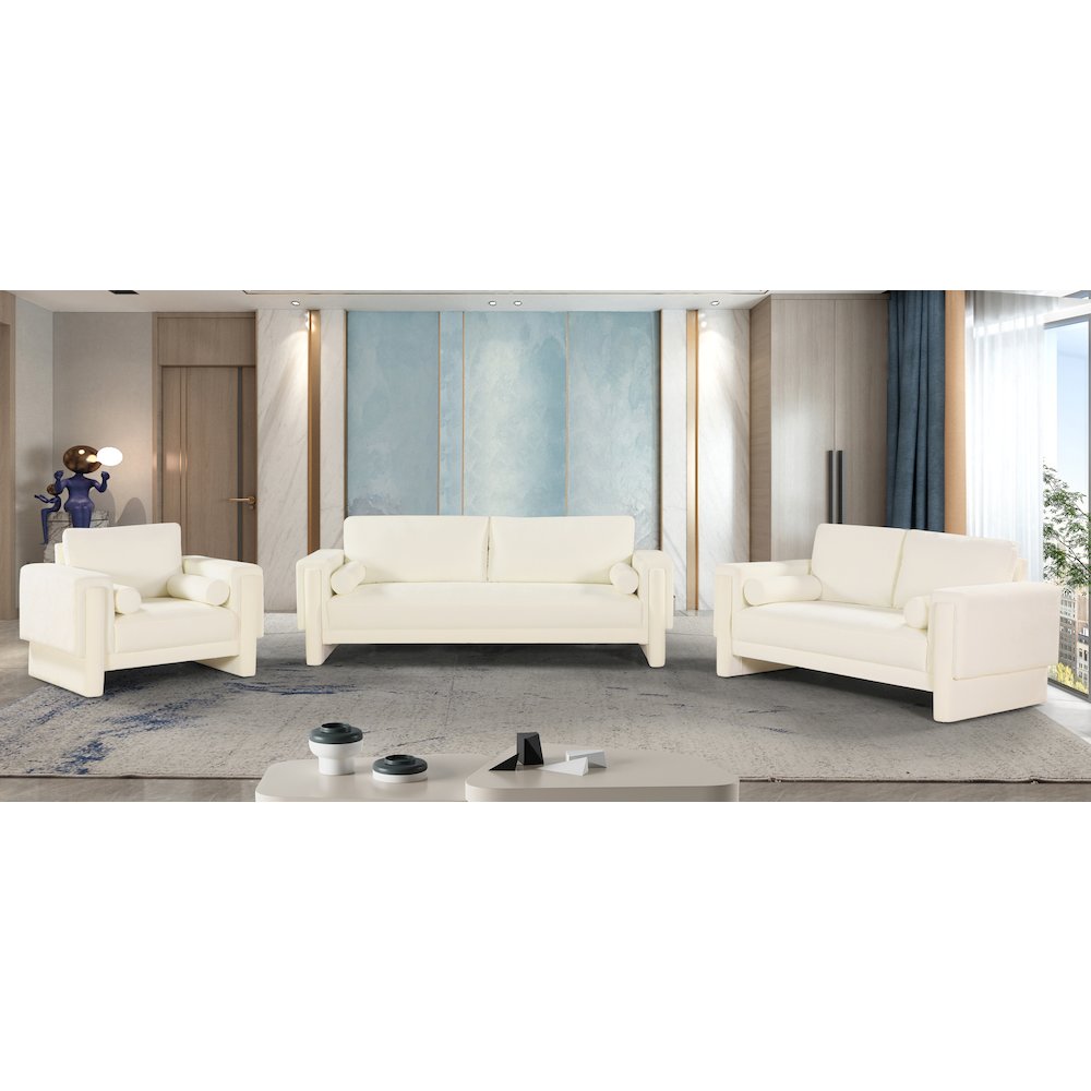 Madeline Cream Chenille Fabric Loveseat