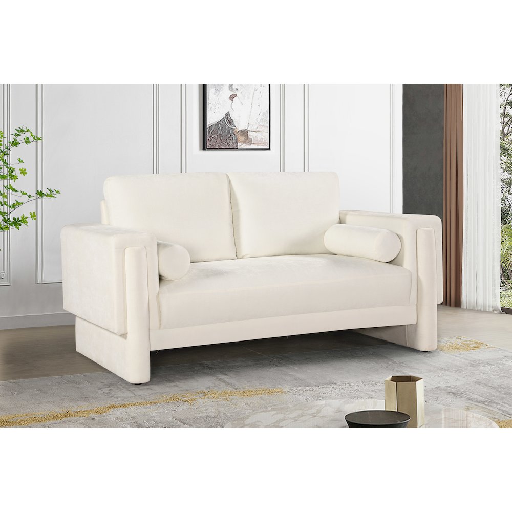 Madeline Cream Chenille Fabric Loveseat