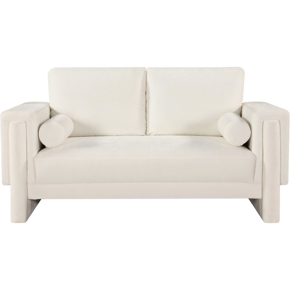 Madeline Cream Chenille Fabric Loveseat