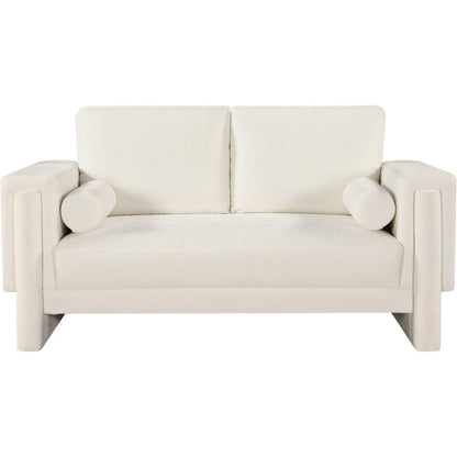 Madeline Cream Chenille Fabric Loveseat