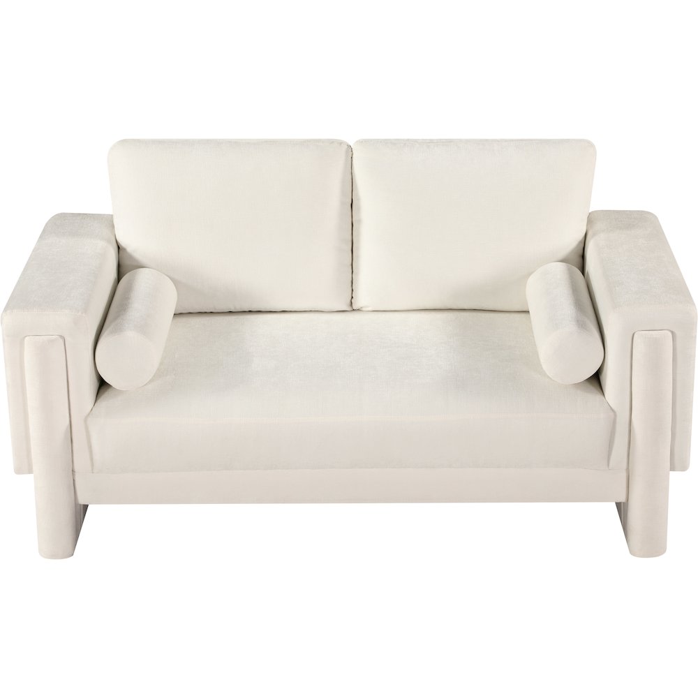 Madeline Cream Chenille Fabric Loveseat