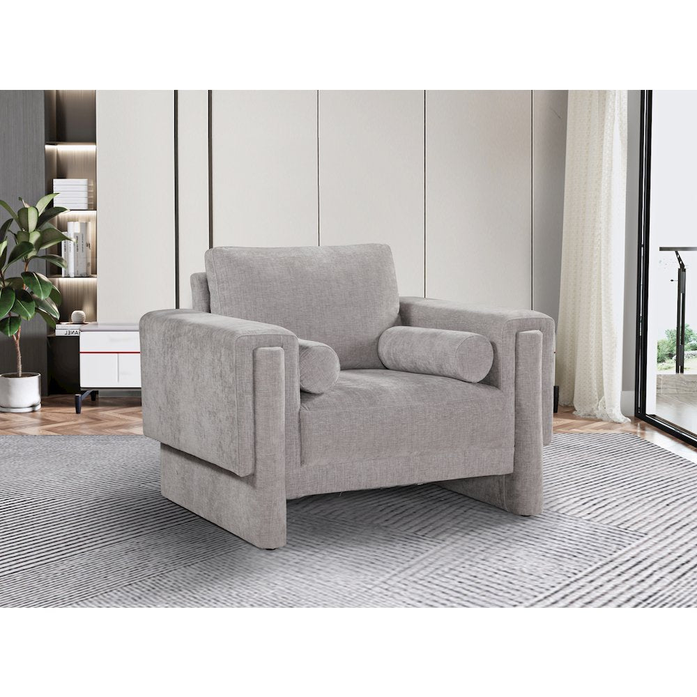 Madeline Grey Chenille Fabric Chair