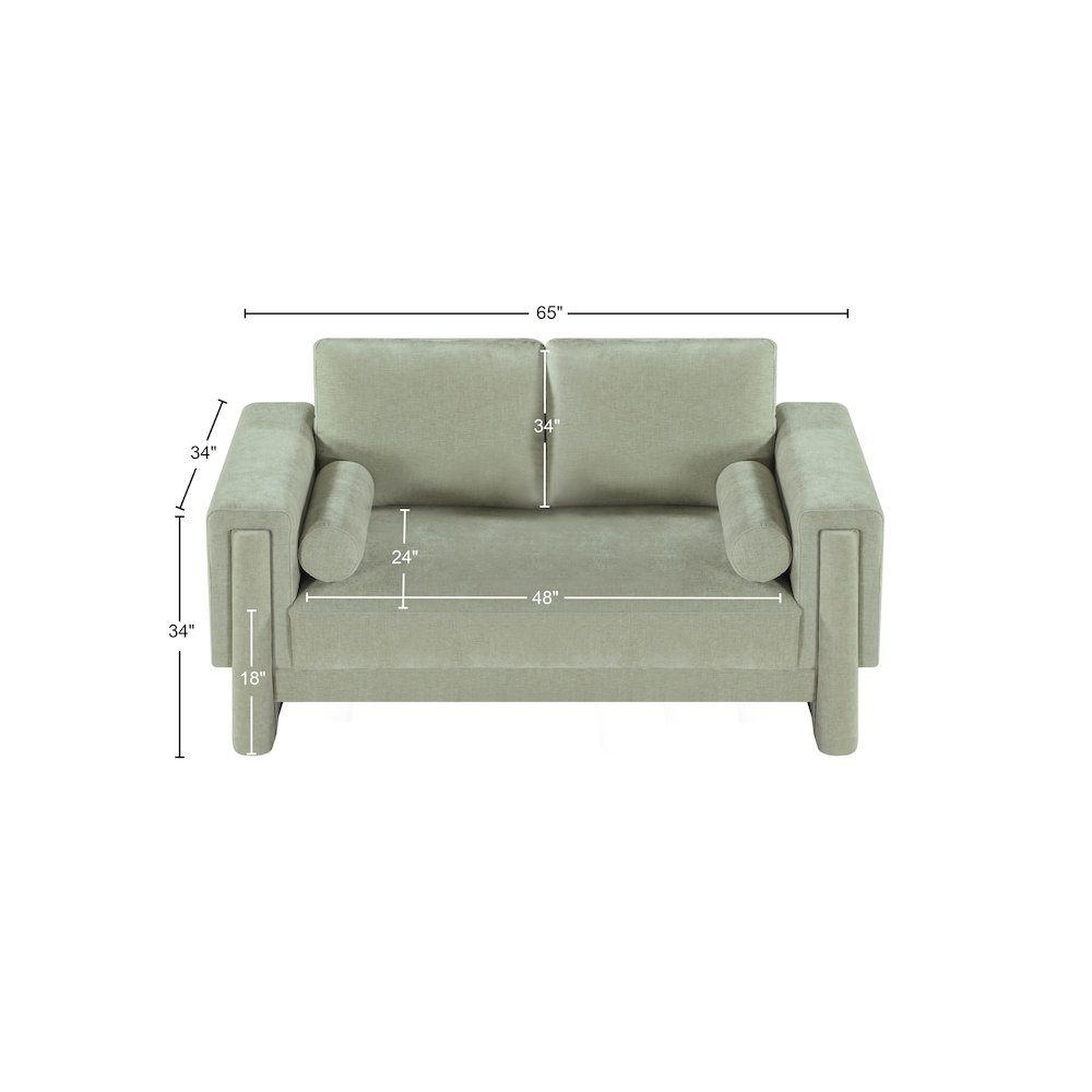 Madeline Mint Chenille Fabric Loveseat