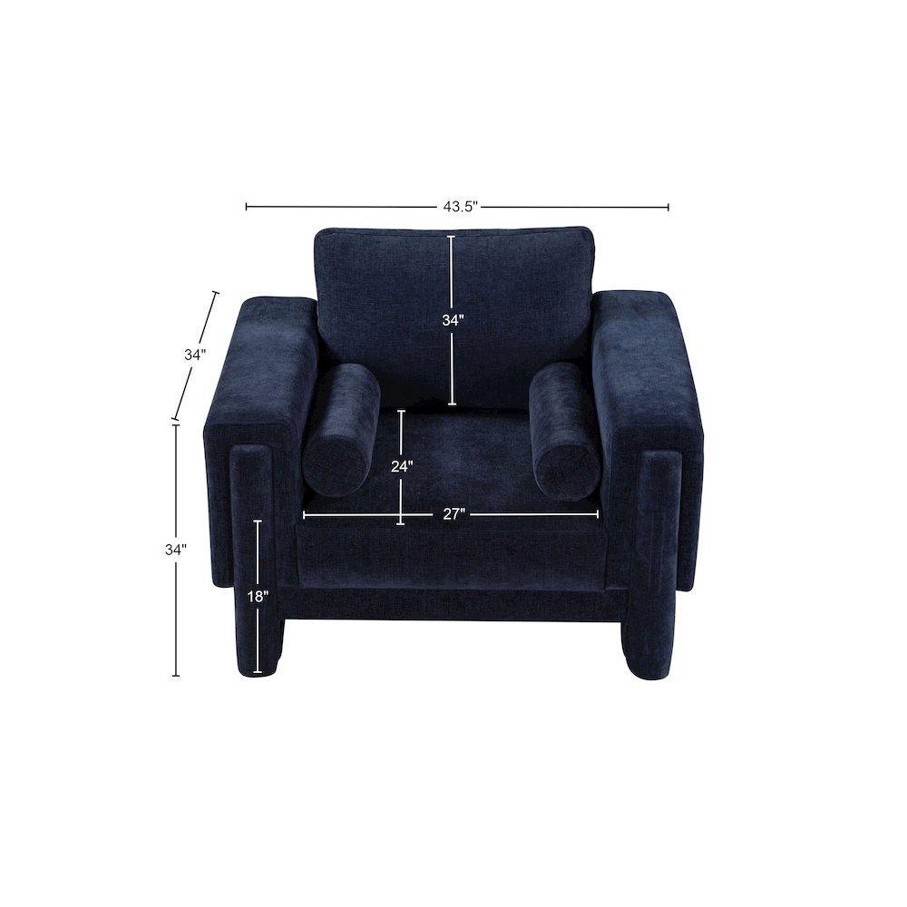 Madeline Navy Chenille Fabric Chair