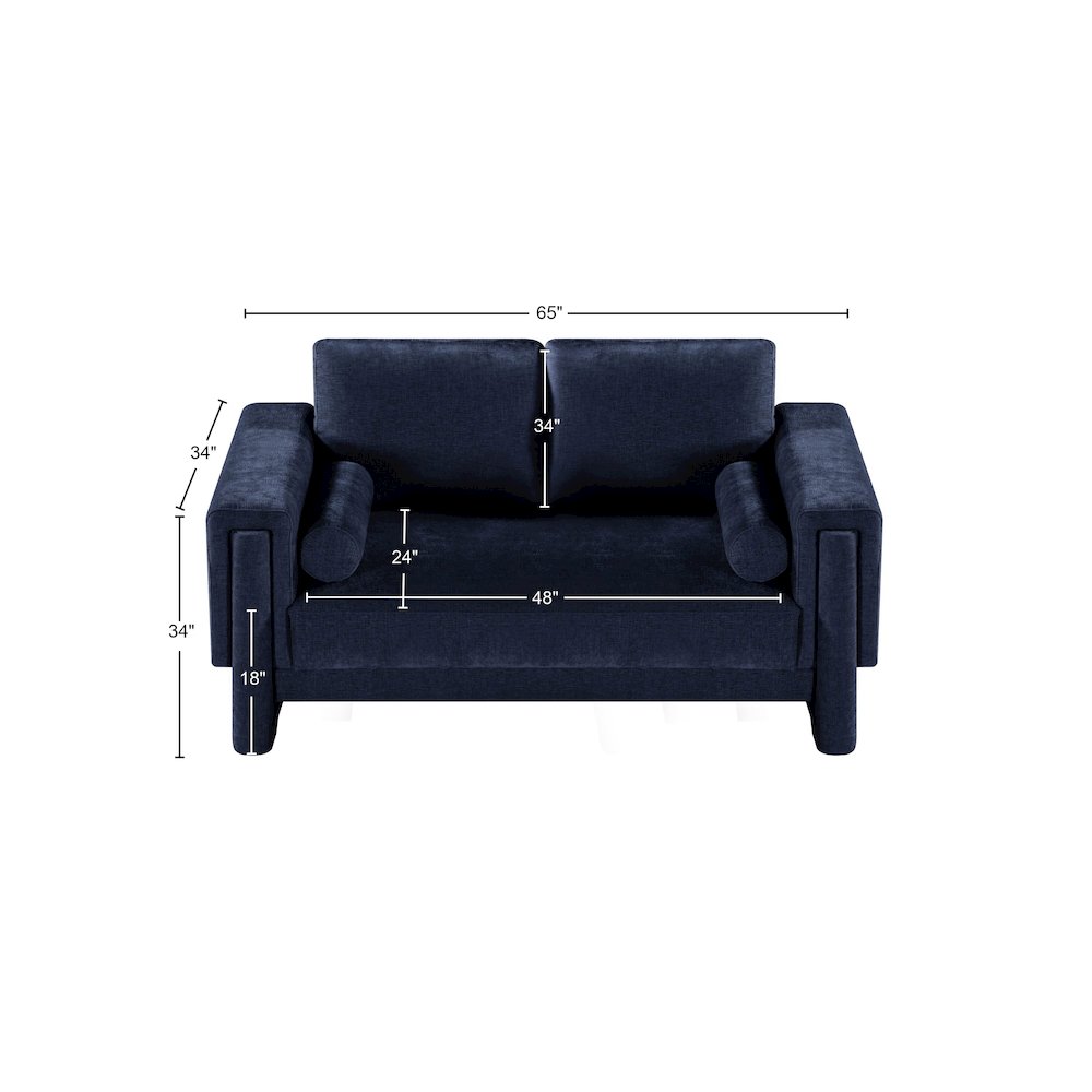 Madeline Navy Chenille Fabric Loveseat