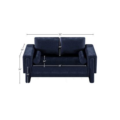 Madeline Navy Chenille Fabric Loveseat