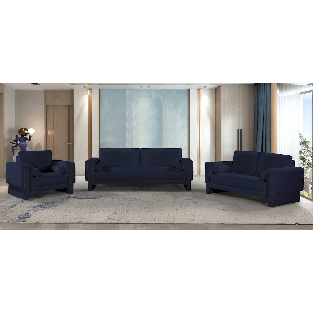 Madeline Navy Chenille Fabric Loveseat