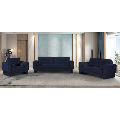 Madeline Navy Chenille Fabric Loveseat