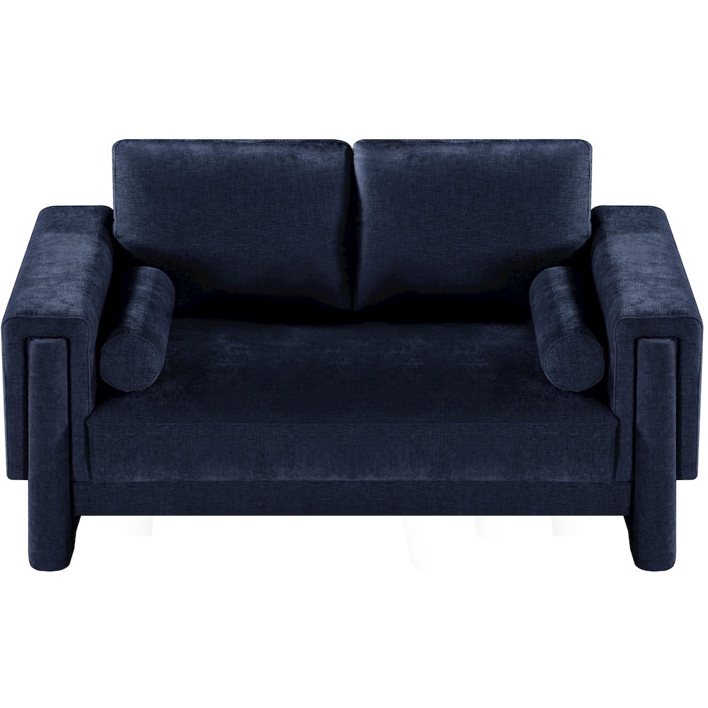 Madeline Navy Chenille Fabric Loveseat