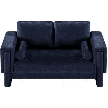 Madeline Navy Chenille Fabric Loveseat