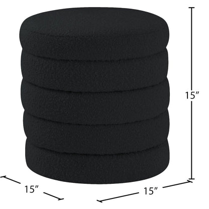 Aphia Black Boucle Fabric Ottoman/Stool