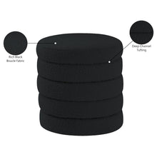 Aphia Black Boucle Fabric Ottoman/Stool