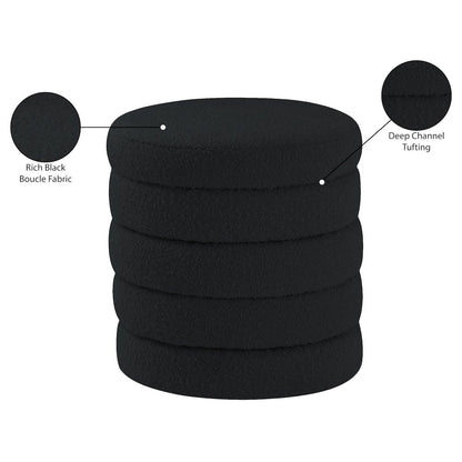 Aphia Black Boucle Fabric Ottoman/Stool