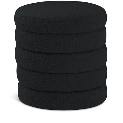 Aphia Black Boucle Fabric Ottoman/Stool