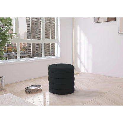 Aphia Black Boucle Fabric Ottoman/Stool