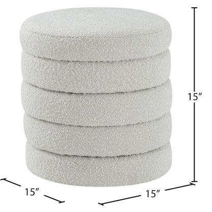 Aphia Cream Boucle Fabric Ottoman/Stool