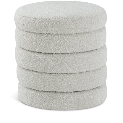 Aphia Cream Boucle Fabric Ottoman/Stool