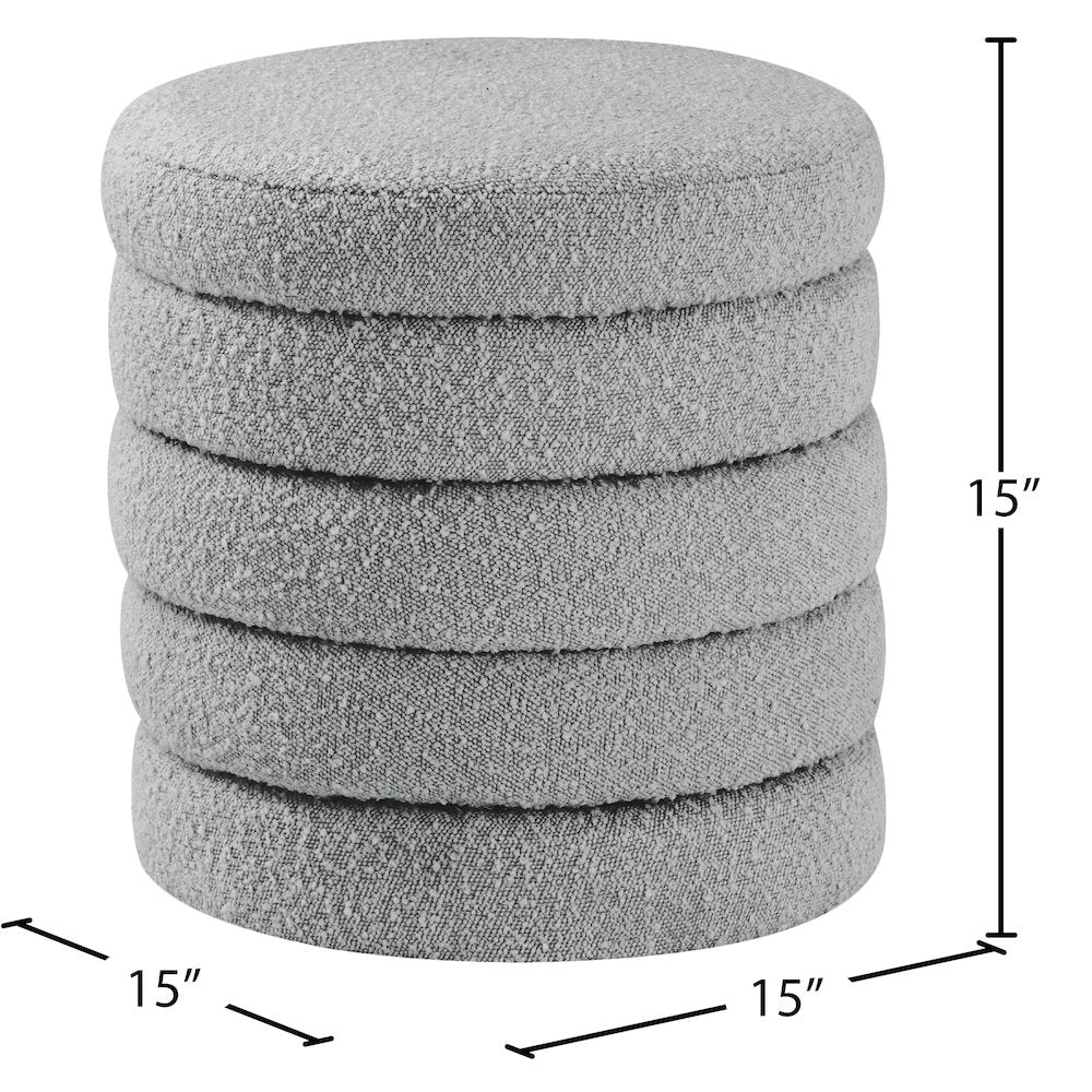 Aphia Grey Boucle Fabric Ottoman/Stool