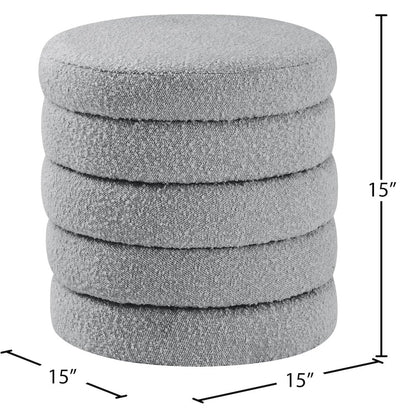 Aphia Grey Boucle Fabric Ottoman/Stool