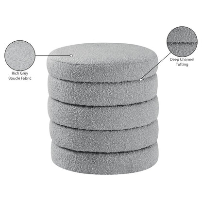 Aphia Grey Boucle Fabric Ottoman/Stool