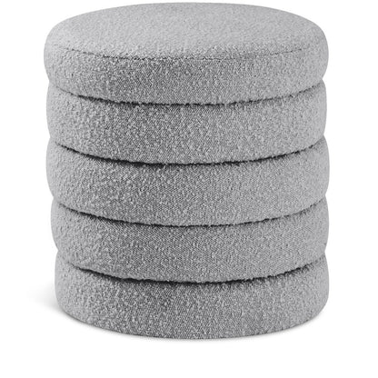 Aphia Grey Boucle Fabric Ottoman/Stool