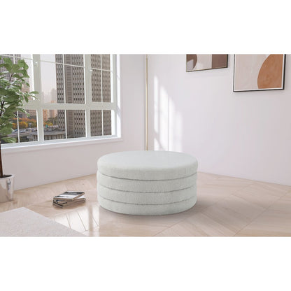 Aphia Cream Boucle Fabric Ottoman/Coffee Table