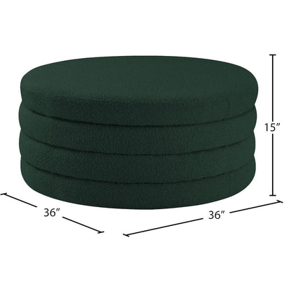Aphia Green Boucle Fabric Ottoman/Coffee Table