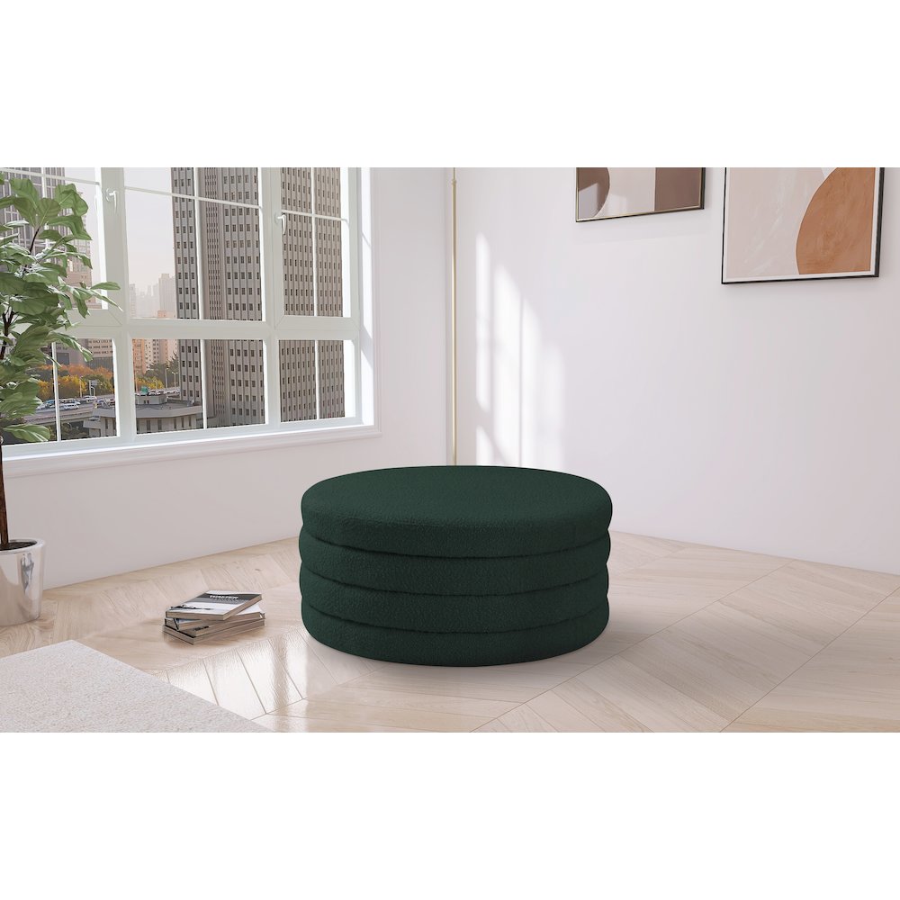 Aphia Green Boucle Fabric Ottoman/Coffee Table