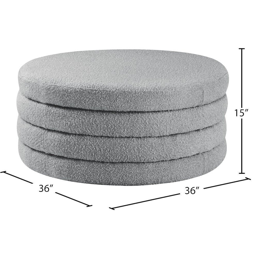 Aphia Grey Boucle Fabric Ottoman/Coffee Table