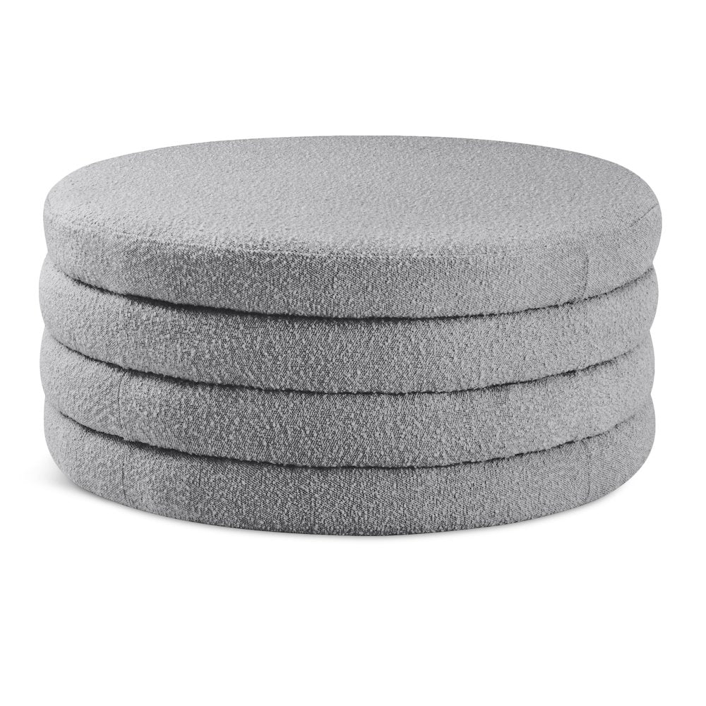 Aphia Grey Boucle Fabric Ottoman/Coffee Table