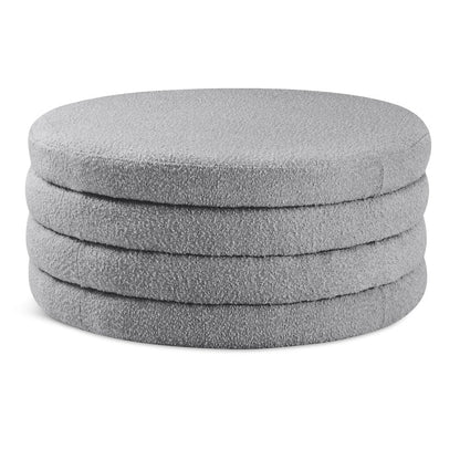 Aphia Grey Boucle Fabric Ottoman/Coffee Table