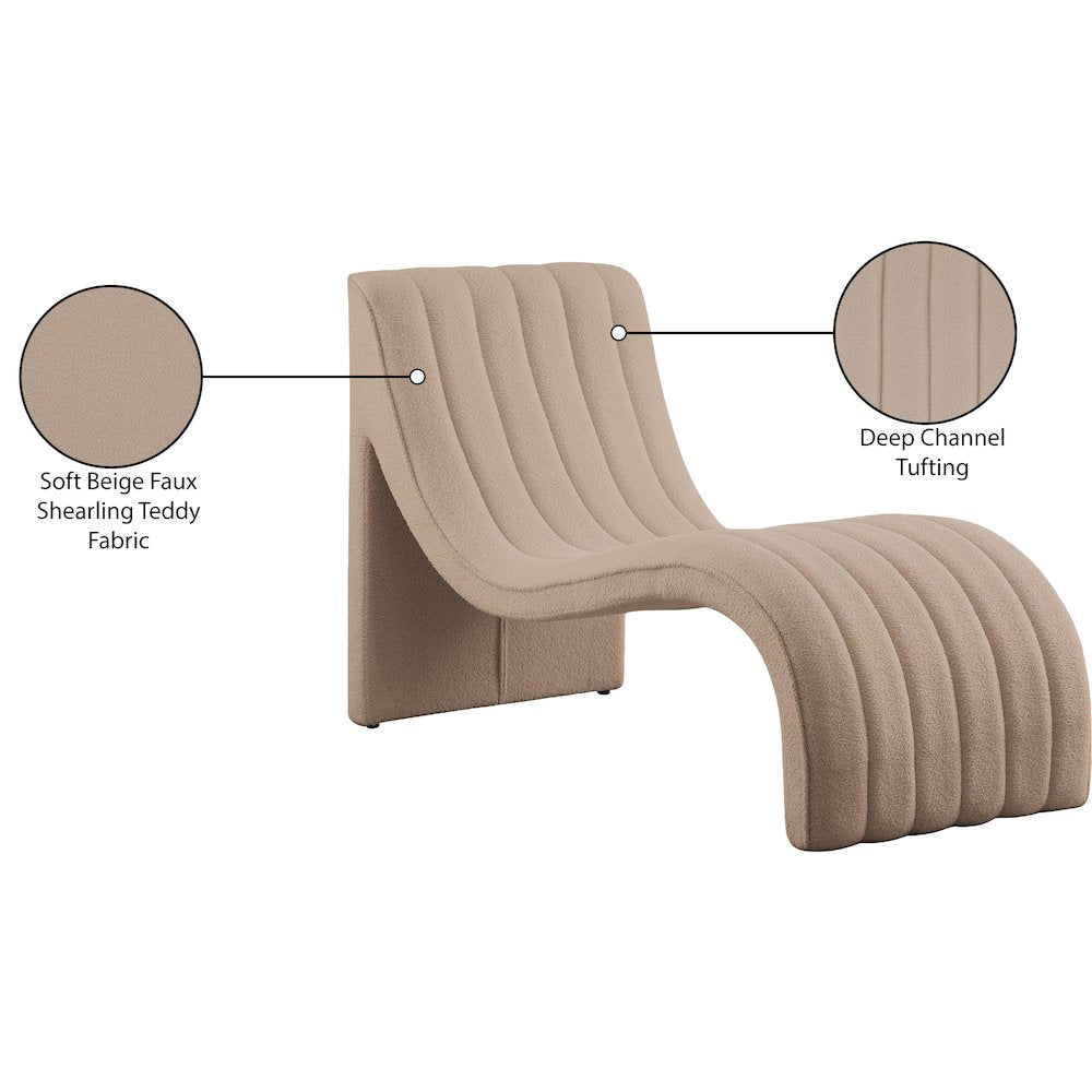 Orian Beige Teddy Fabric Chaise