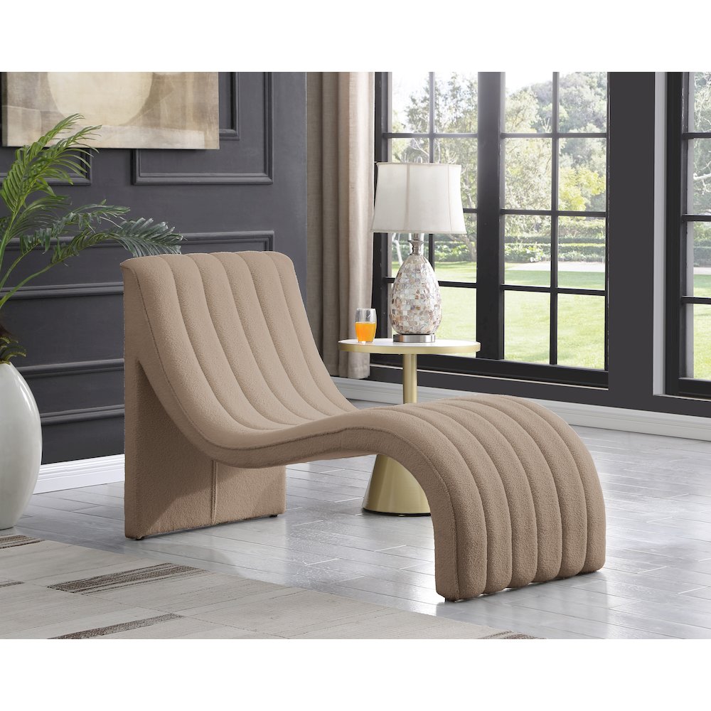 Orian Beige Teddy Fabric Chaise
