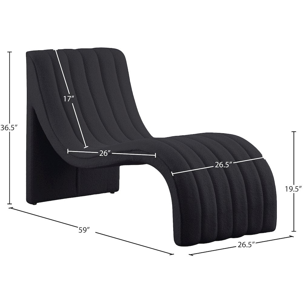 Orian Black Teddy Fabric Chaise