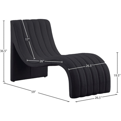 Orian Black Teddy Fabric Chaise