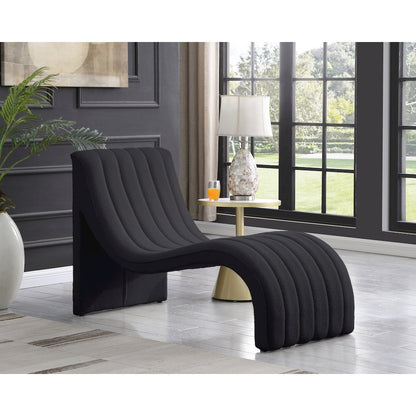 Orian Black Teddy Fabric Chaise