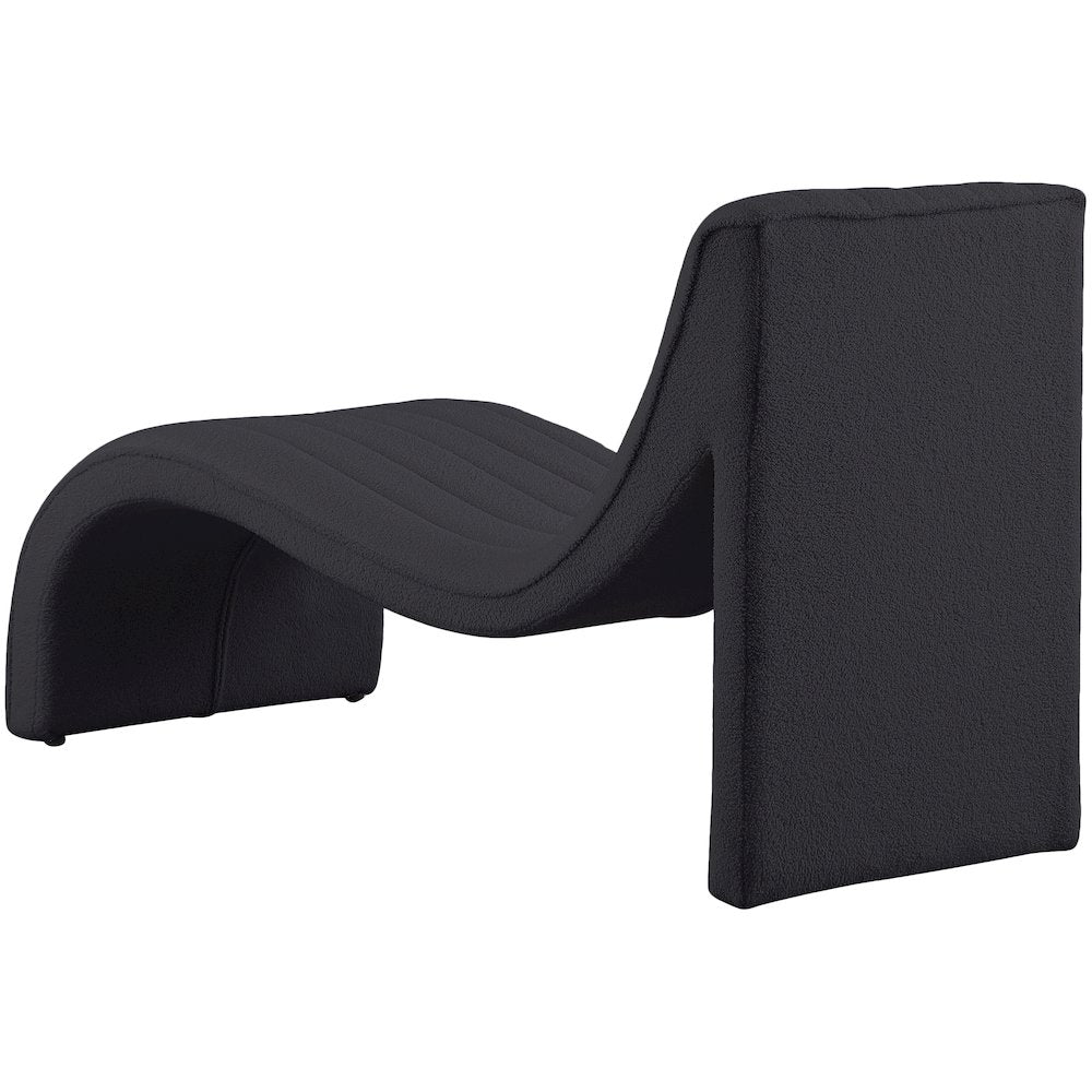Orian Black Teddy Fabric Chaise
