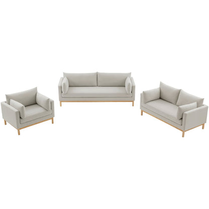 Langham Beige Linen Textured Fabric Chair