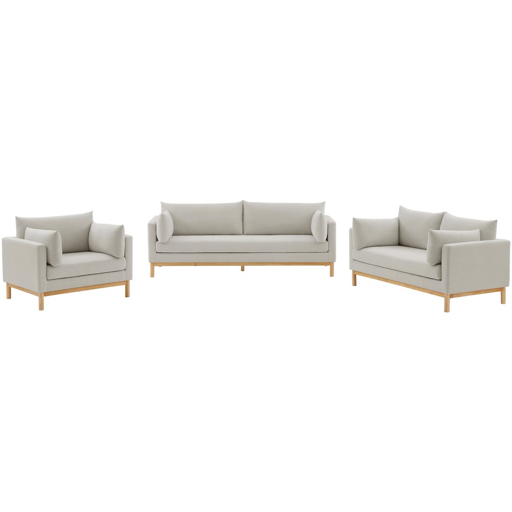 Langham Beige Linen Textured Fabric Loveseat
