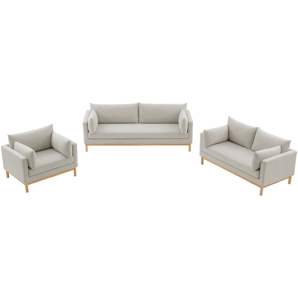 Langham Beige Linen Textured Fabric Loveseat