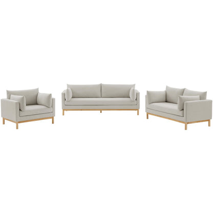 Langham Beige Linen Textured Fabric Sofa