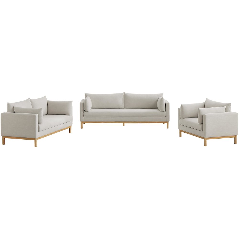 Langham Beige Linen Textured Fabric Sofa