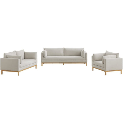 Langham Beige Linen Textured Fabric Sofa