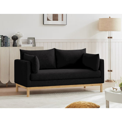 Langham Black Linen Textured Fabric Loveseat