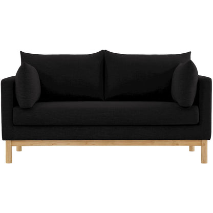 Langham Black Linen Textured Fabric Loveseat